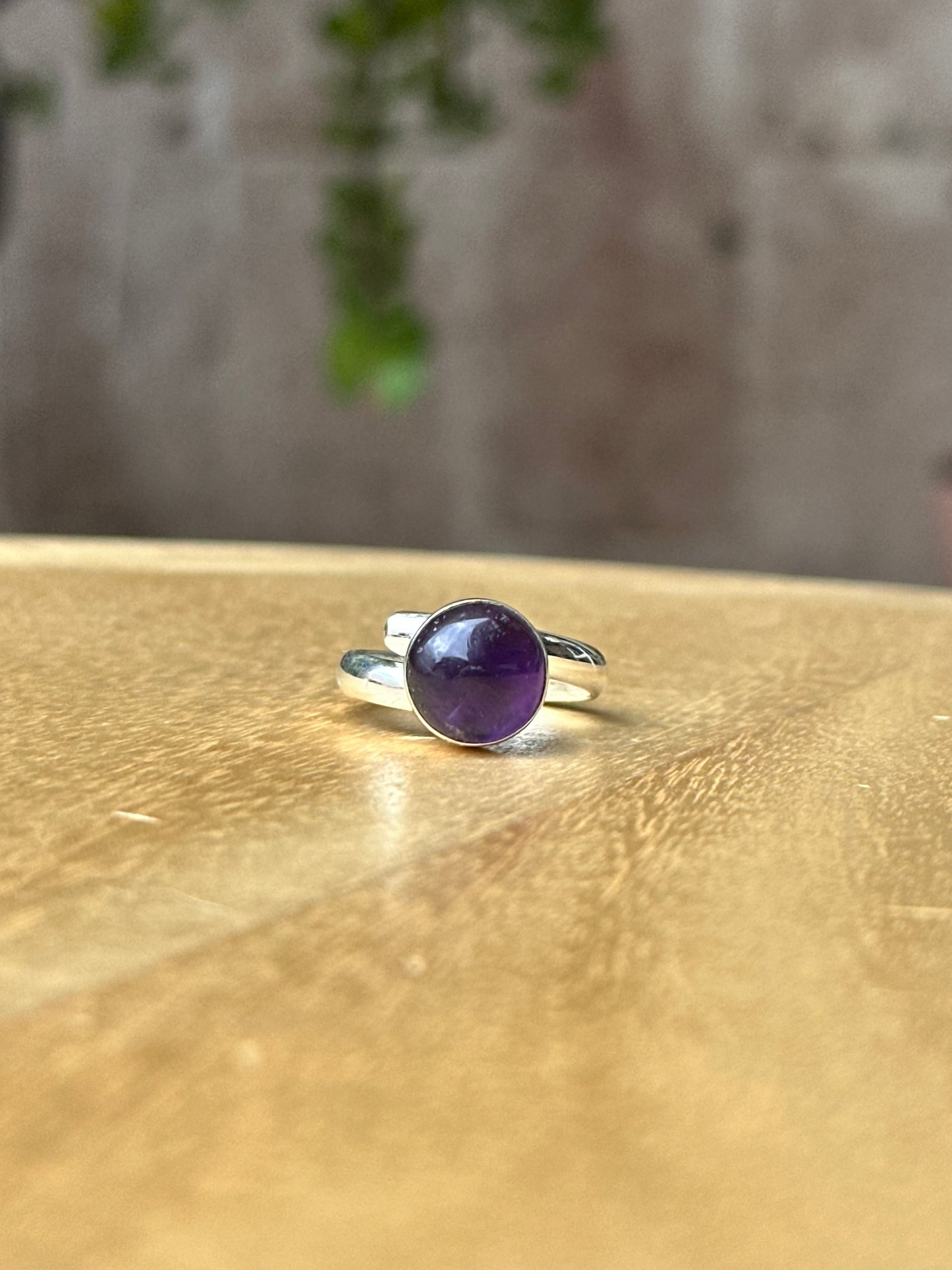 Anillo ajustable de Amatista mini redondo
