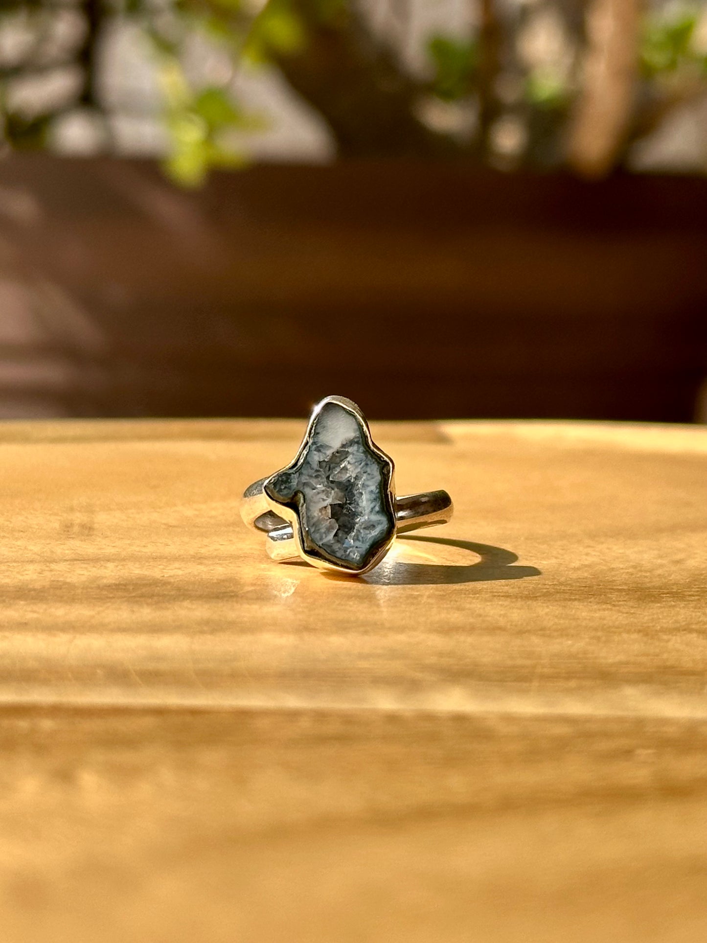 Anillo ajustable de geoda Ágata