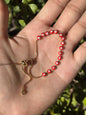 Pulsera Ajustable de Acero Inoxidable con Ojos Turcos Rojos