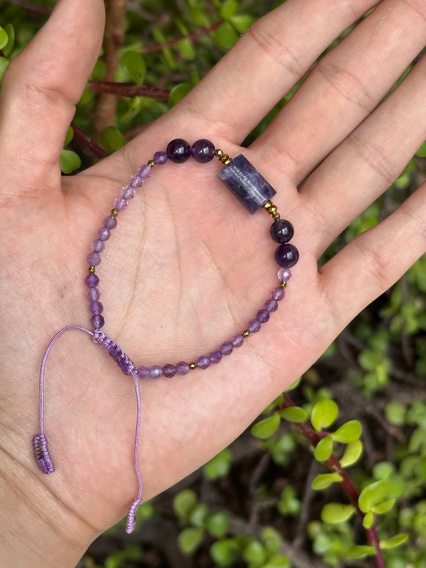Pulsera de Lepidolita, Amatista y Hematita