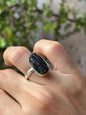 Anillo ajustable de Turmalina Negra
