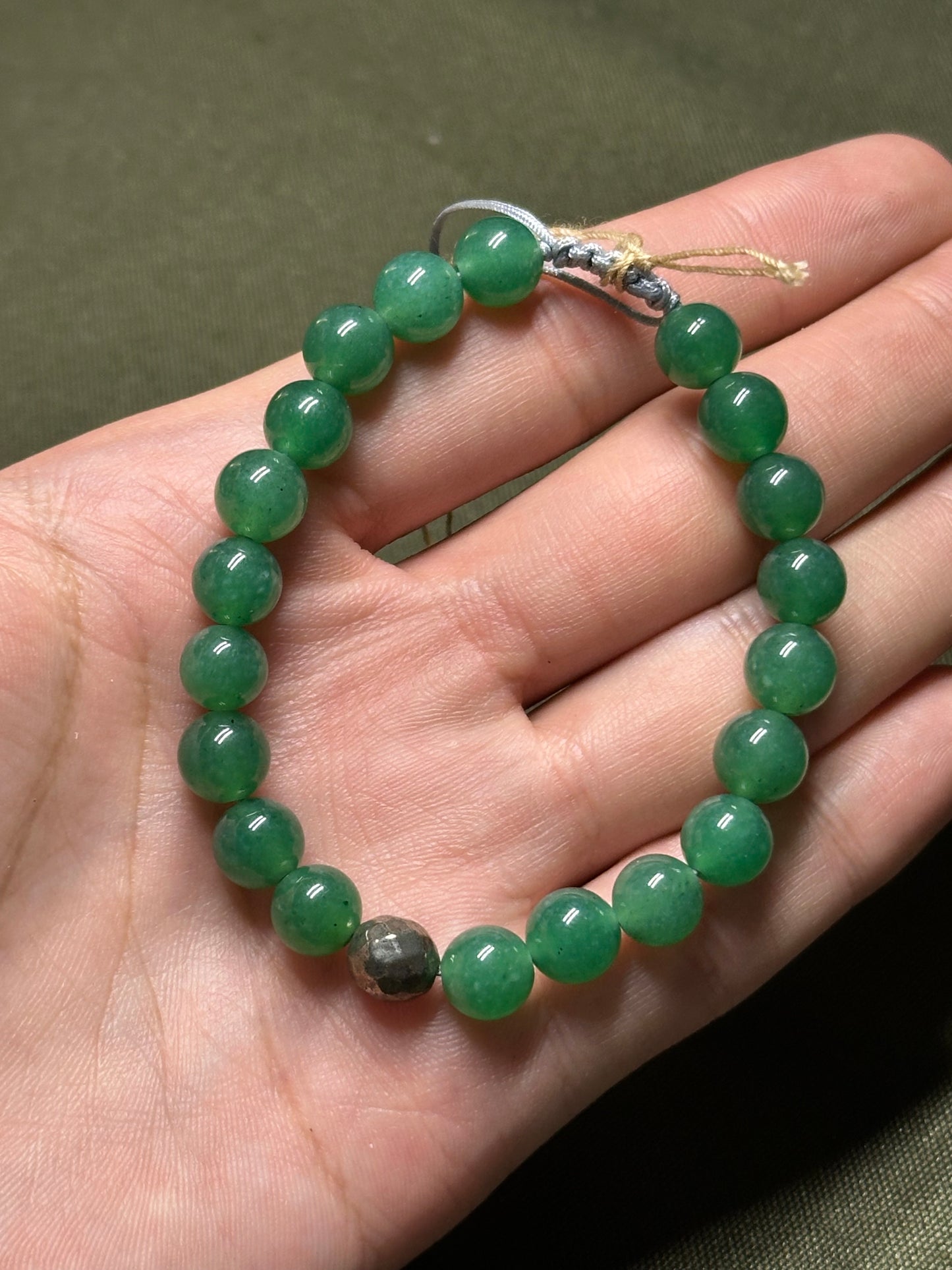 Pulsera Ajustable de Venturina con Pirita | Abundancia y Buena Suerte