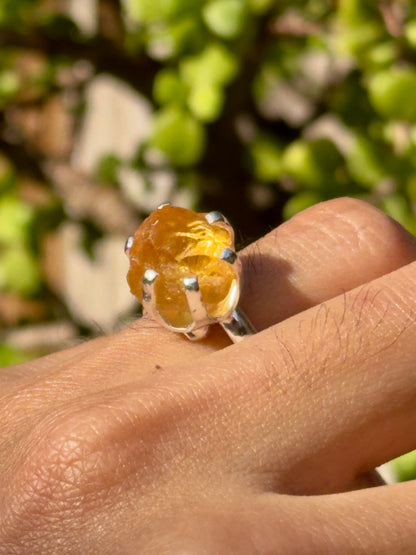 Anillo ajustable de Citrino en bruto
