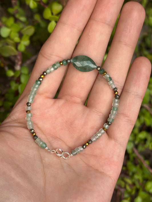 Pulsera Ajustable de Venturina con Pirita | Abundancia y Buena Suerte