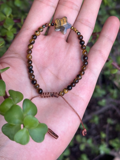 Pulsera Ajustable de Ojo de Tigre Estrella, Pirita y Hematita