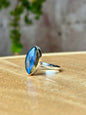 Anillo ajustable de labradorita rombo grande