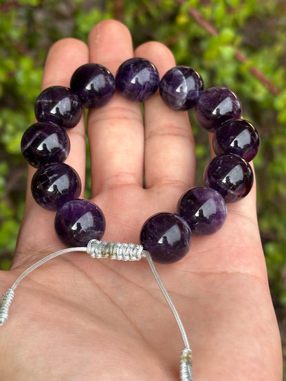 Pulsera Ajustable de Amatista 16mm