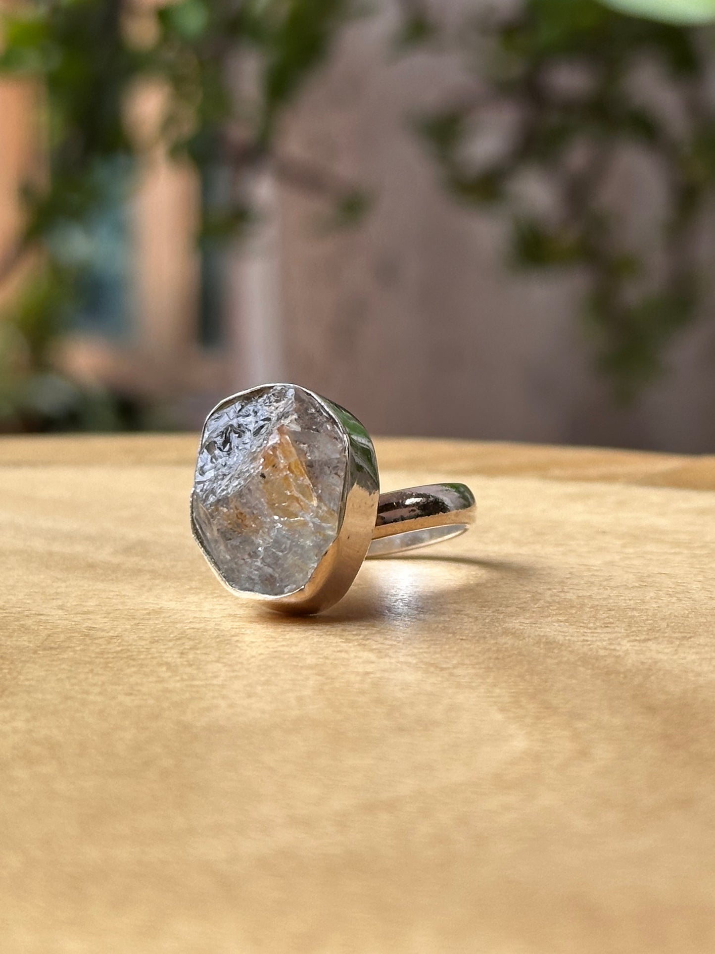 Anillo ajustable de Cuarzo Herkimer grande