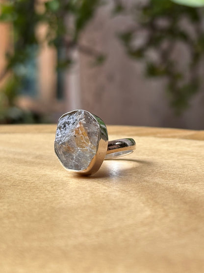 Anillo ajustable de Cuarzo Herkimer grande