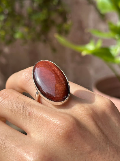 Anillo Ajustable de Ojo de Buey en Alpaca