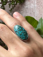 Anillo ajustable de malaquita con crisocola