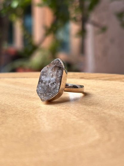Anillo ajustable de Cuarzo Herkimer grande