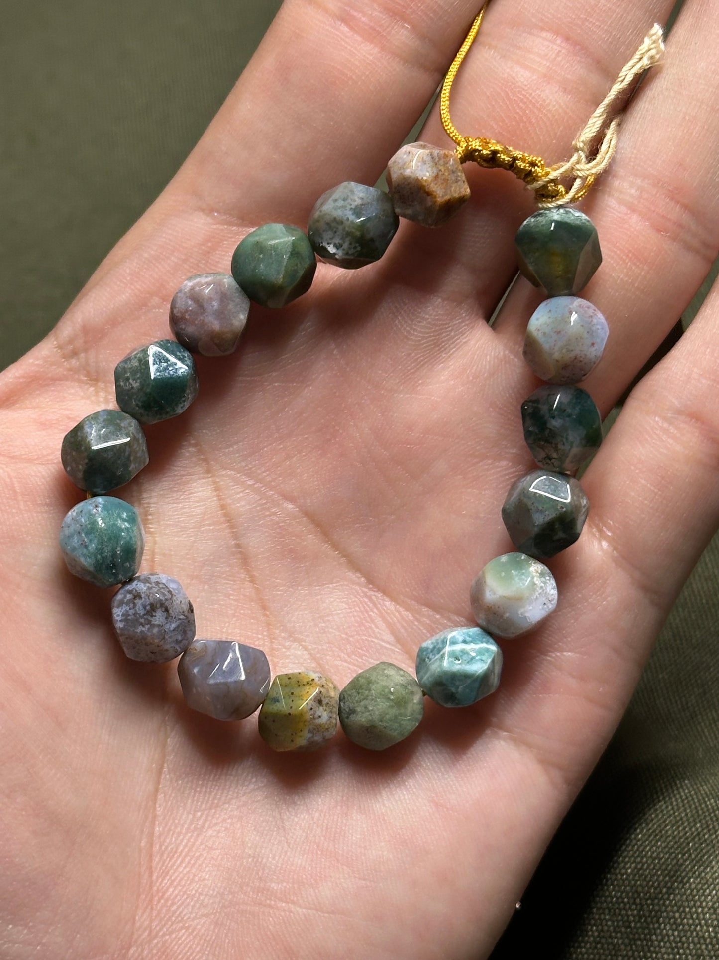 Pulsera ajustable de ágata musgosa