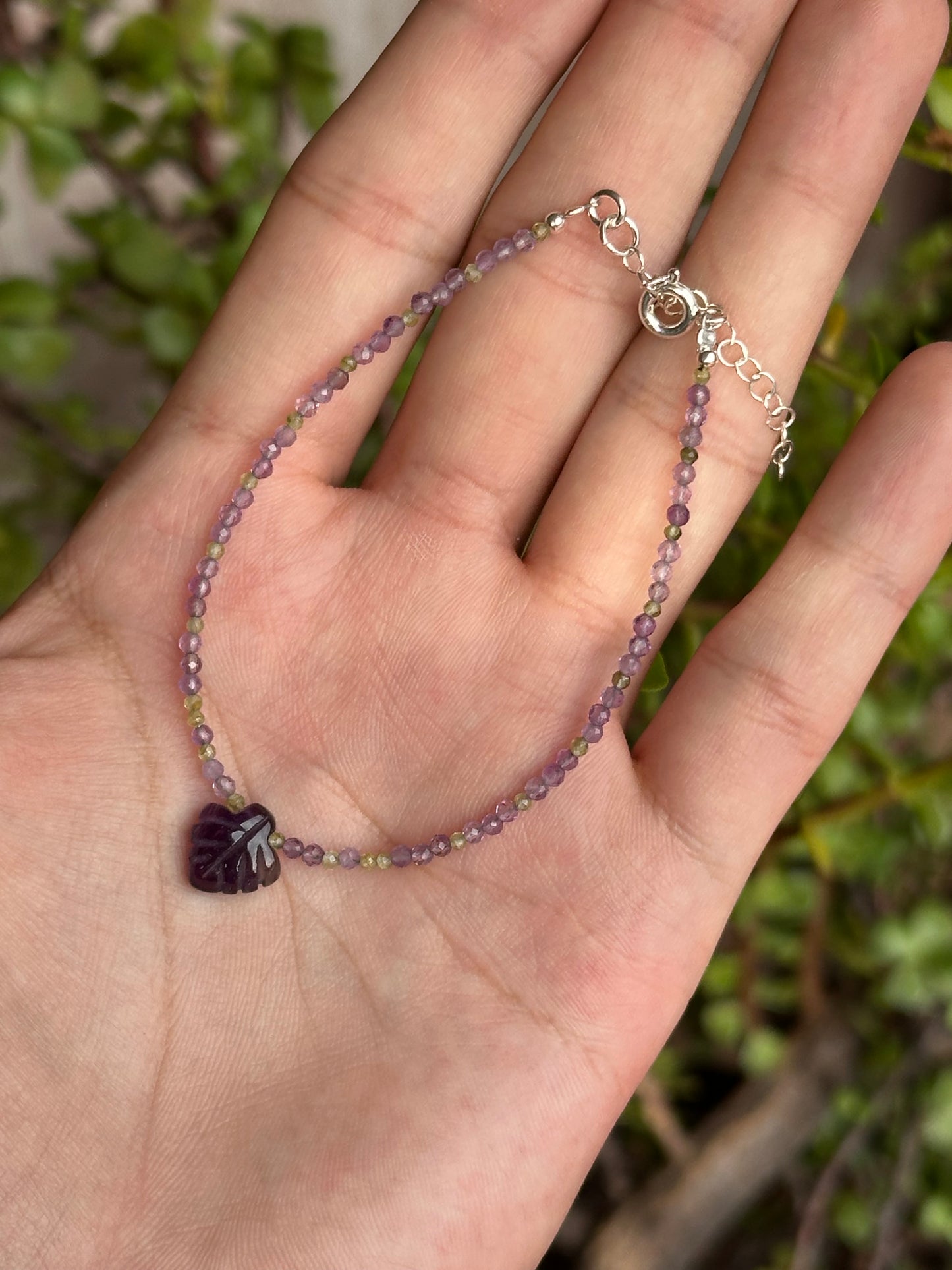 Pulsera Ajustable de Peridoto y Amatista