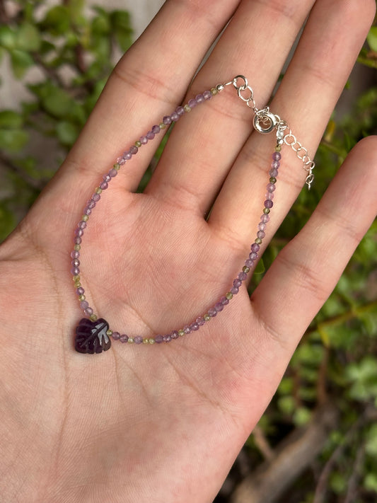 Pulsera Ajustable de Peridoto y Amatista