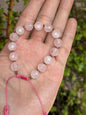 Pulsera Ajustable de Cuarzo Rosa Facetado & hematita