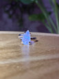 Anillo ajustable de piedra luna gota facetada