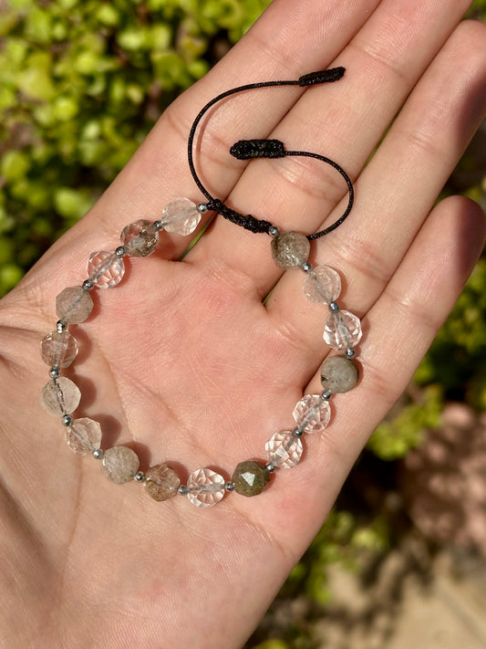 Pulsera ajustable de cuarzo fantasma