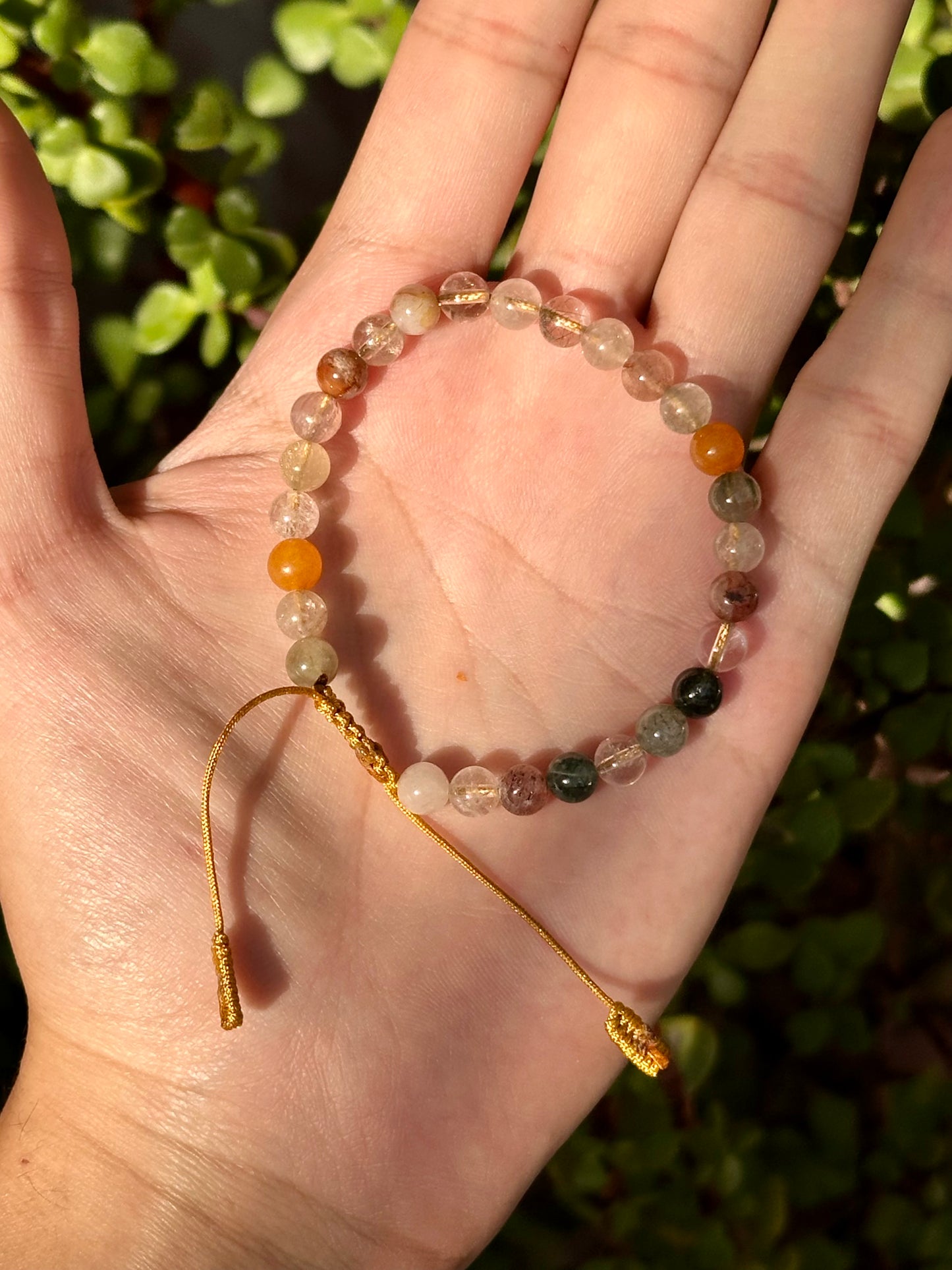 Pulsera Ajustable de Cuarzo Rutilado 6mm