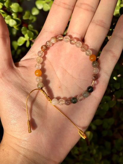 Pulsera Ajustable de Cuarzo Rutilado 6mm