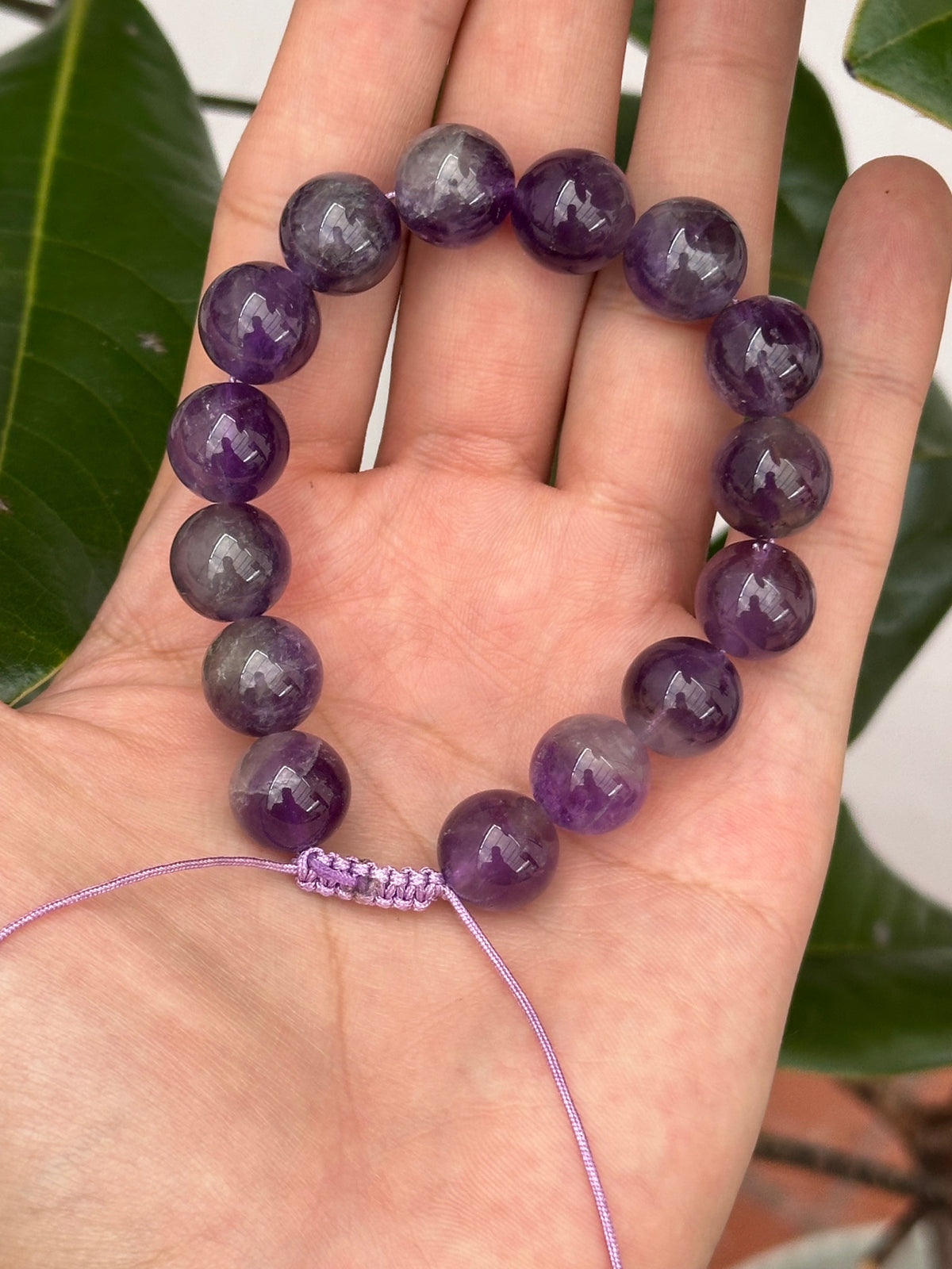 Pulsera Ajustable de Amatista Maxi 12mm