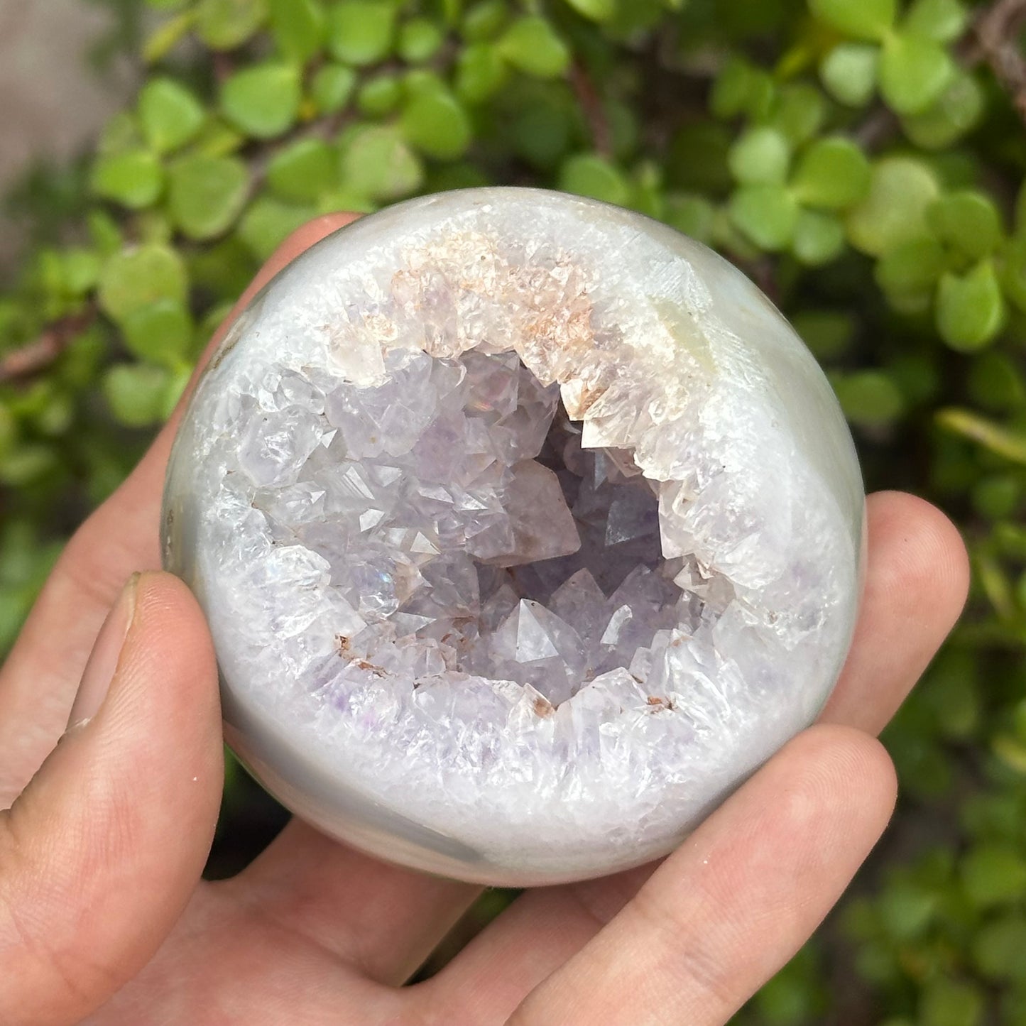 Esfera de Ágata con Amatista Drusy | 7.5 cm