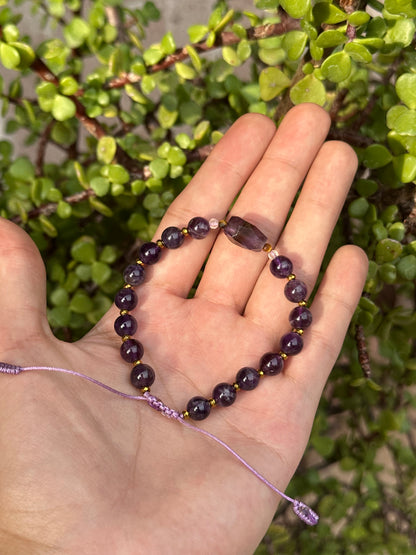 Pulsera ajustable de Amatista & Hematita
