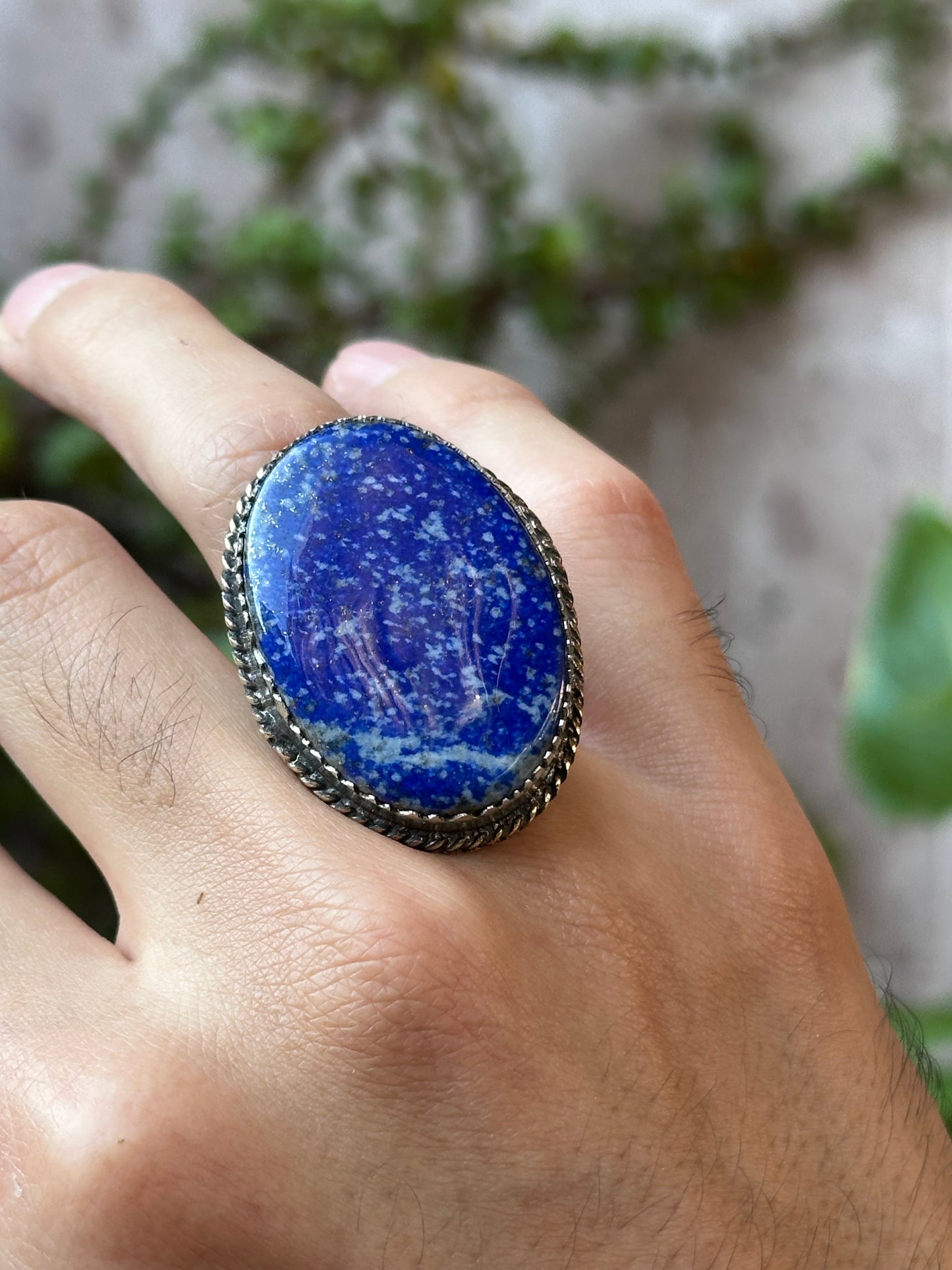 Anillo ajustable de Lapislázuli grande