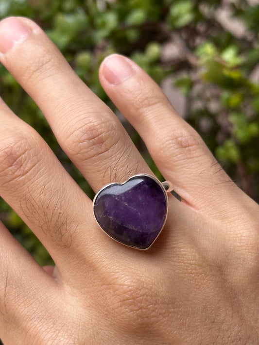 Anillo ajustable de Amatista corazón