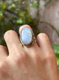 Anillo ajustable de piedra luna grande