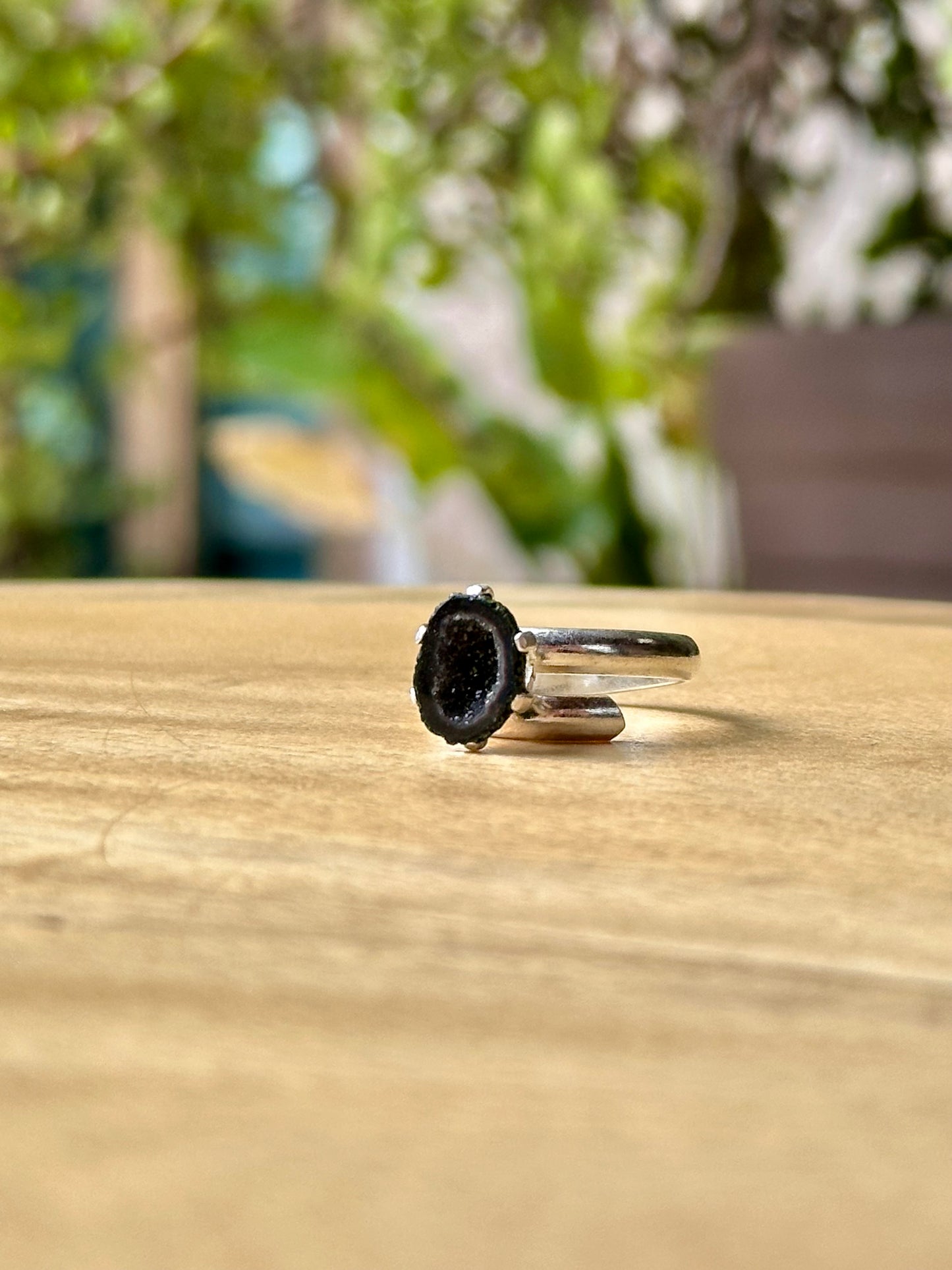 Anillo ajustable de geoda Ágata