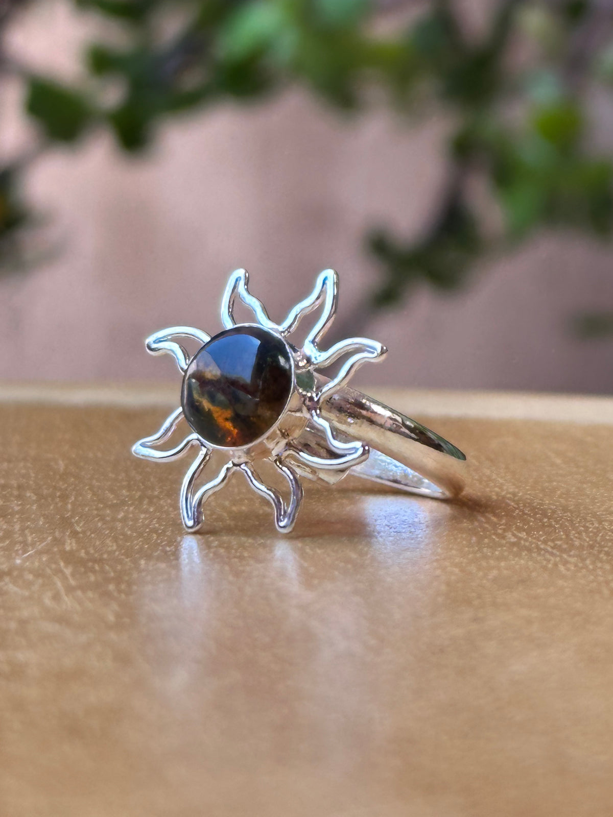 Anillo ajustable de sol de ámbar