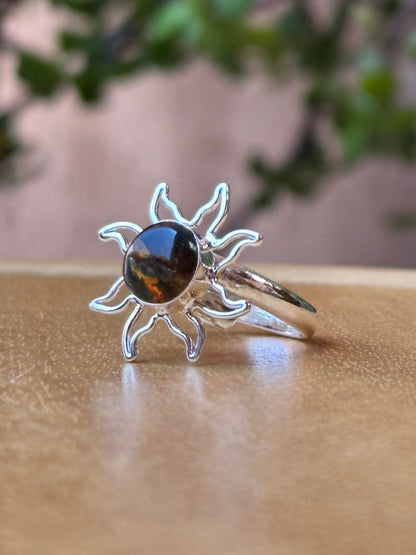 Anillo ajustable de sol de ámbar