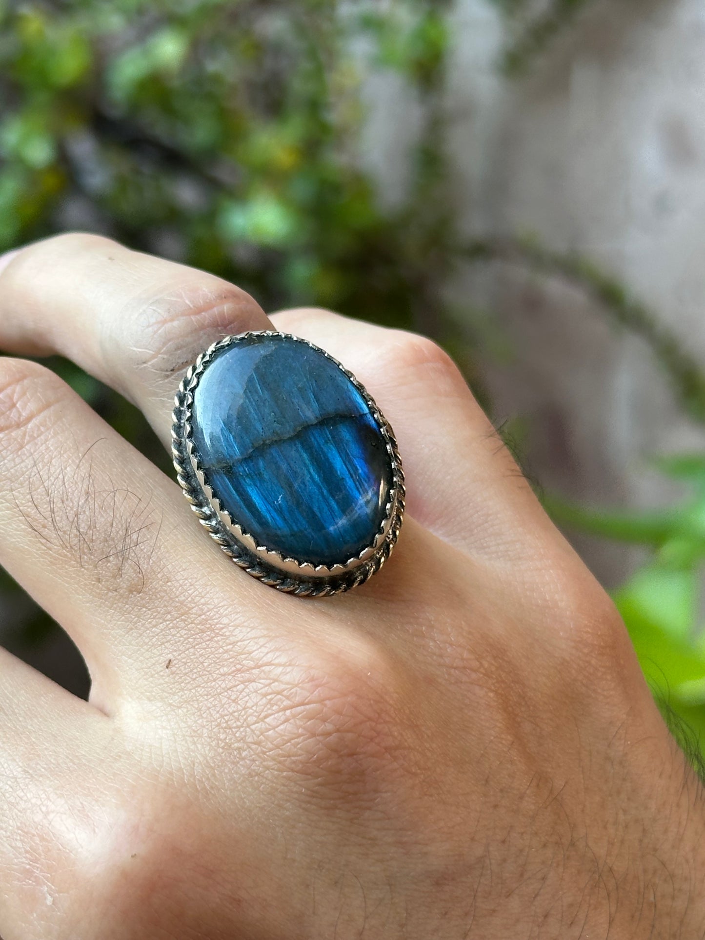 Anillo ajustable de labradorita