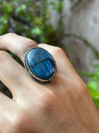 Anillo ajustable de labradorita