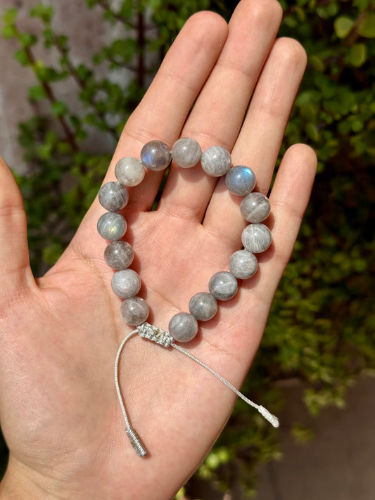 Pulsera ajustable de labradorita 10mm