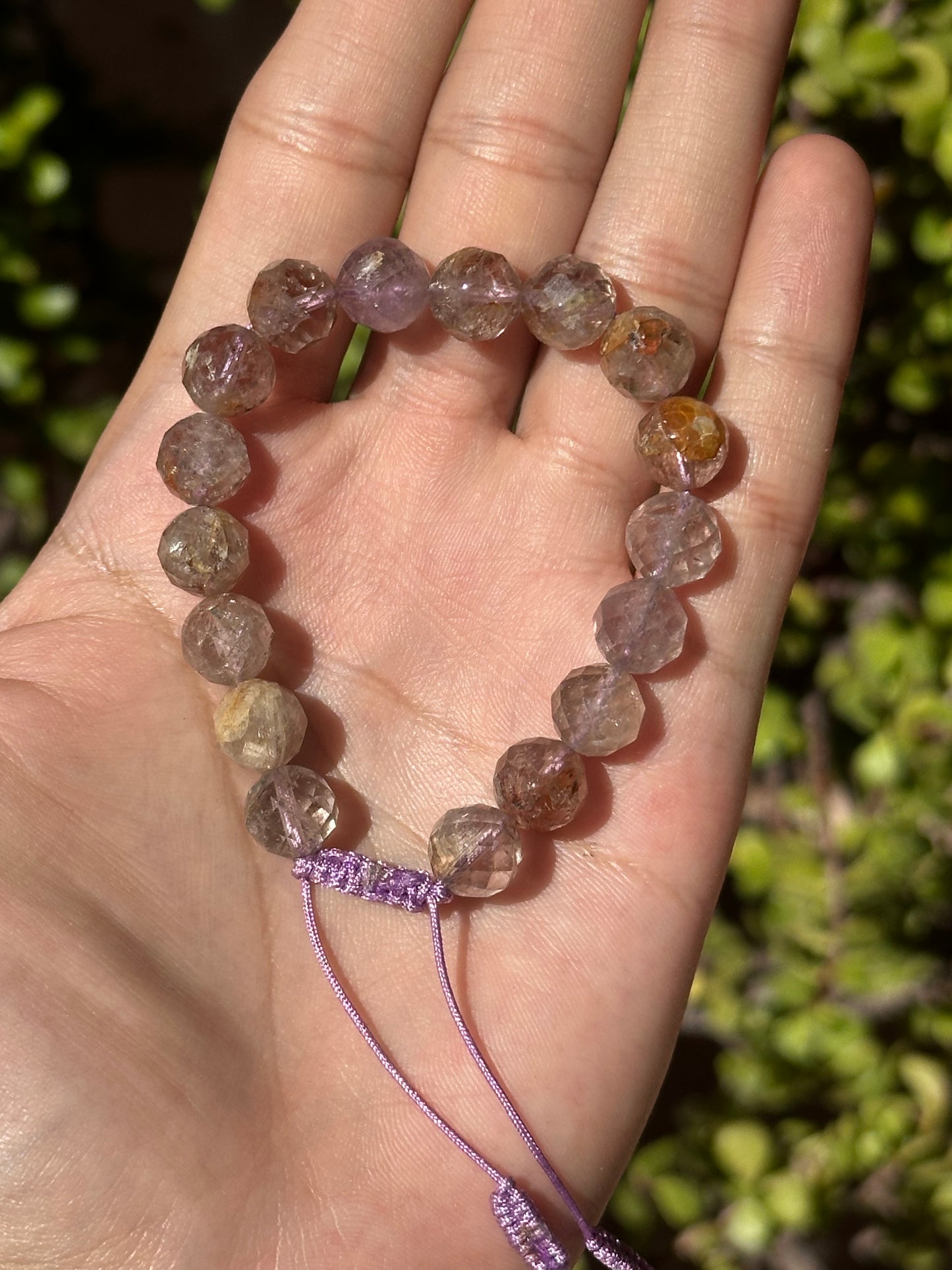 Pulsera Ajustable de Super 7 Facetada 10mm