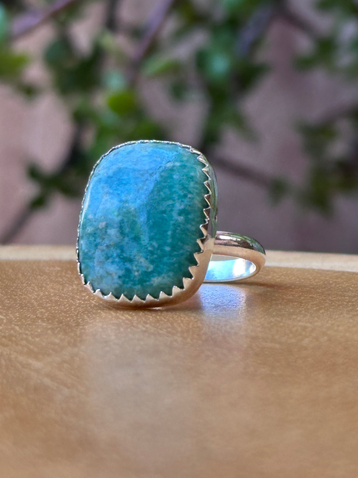 Anillo ajustable de amazonita