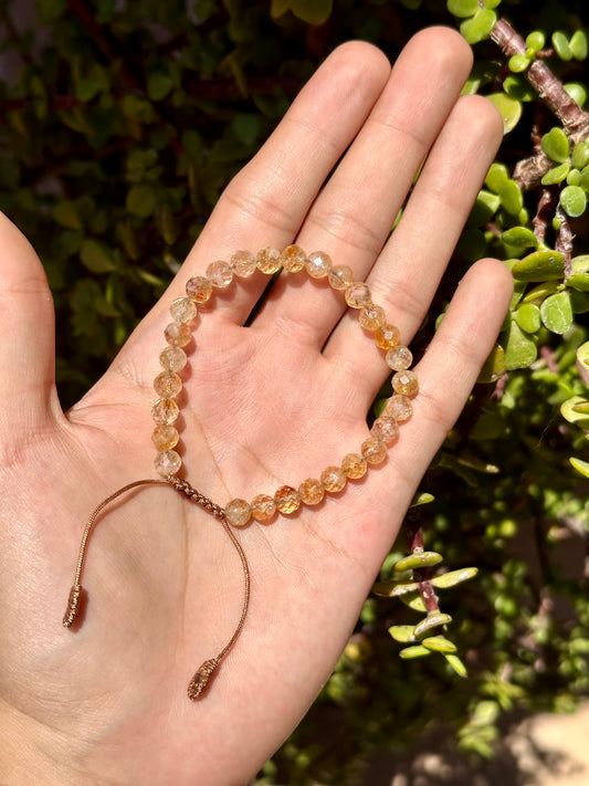 Pulsera Ajustable de Citrino Facetado 6mm