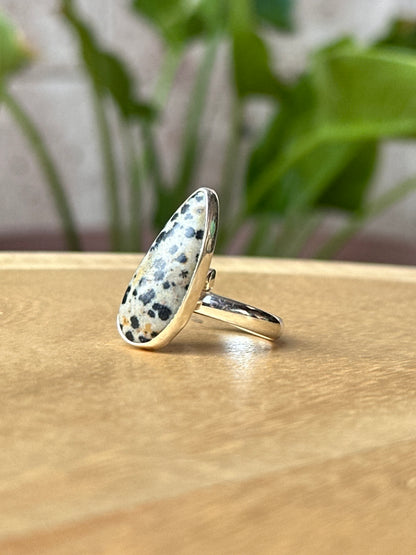 Anillo ajustable de Jaspe dálmata
