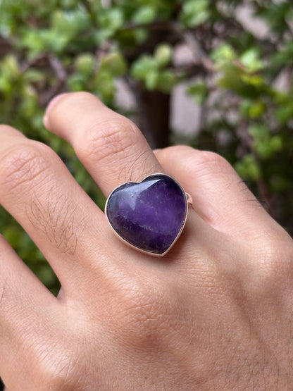 Anillo ajustable de Amatista corazón