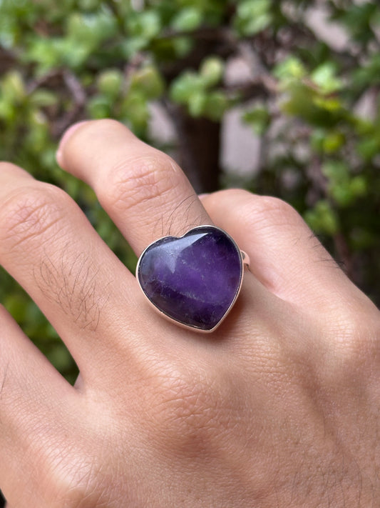 Anillo ajustable de Amatista corazón