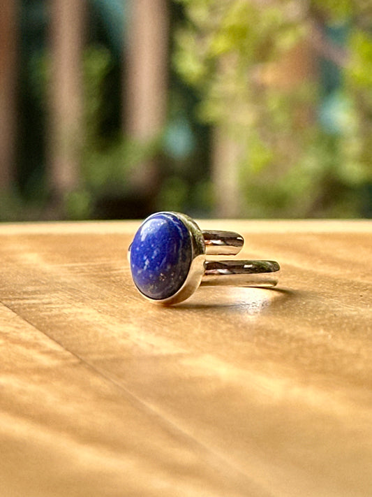 Anillo ajustable de Lapislázuli redondo mini