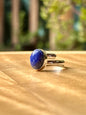 Anillo ajustable de Lapislázuli redondo mini