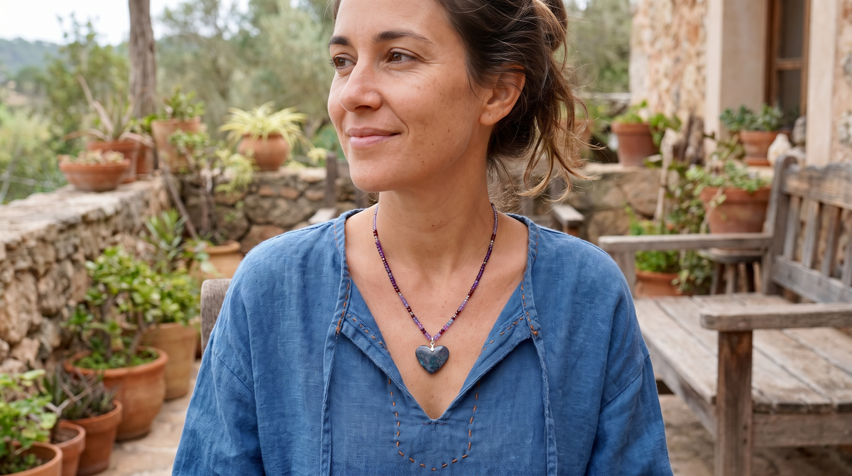 Collar Ajustable · Kunzita, Tanzanita, Granate, Amatista, Hematita & Pirita