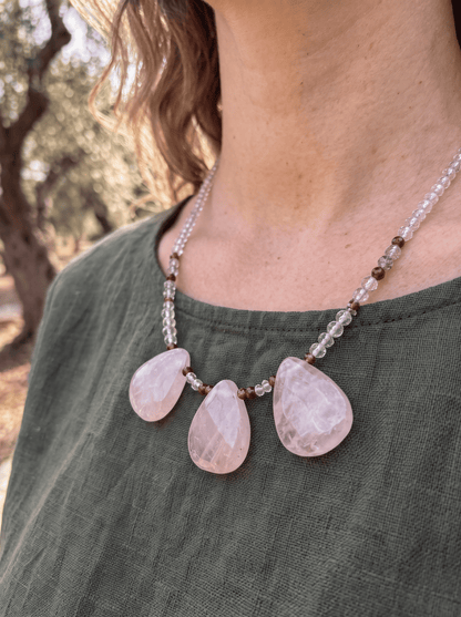 Collar · Cuarzo Rosa & Granate