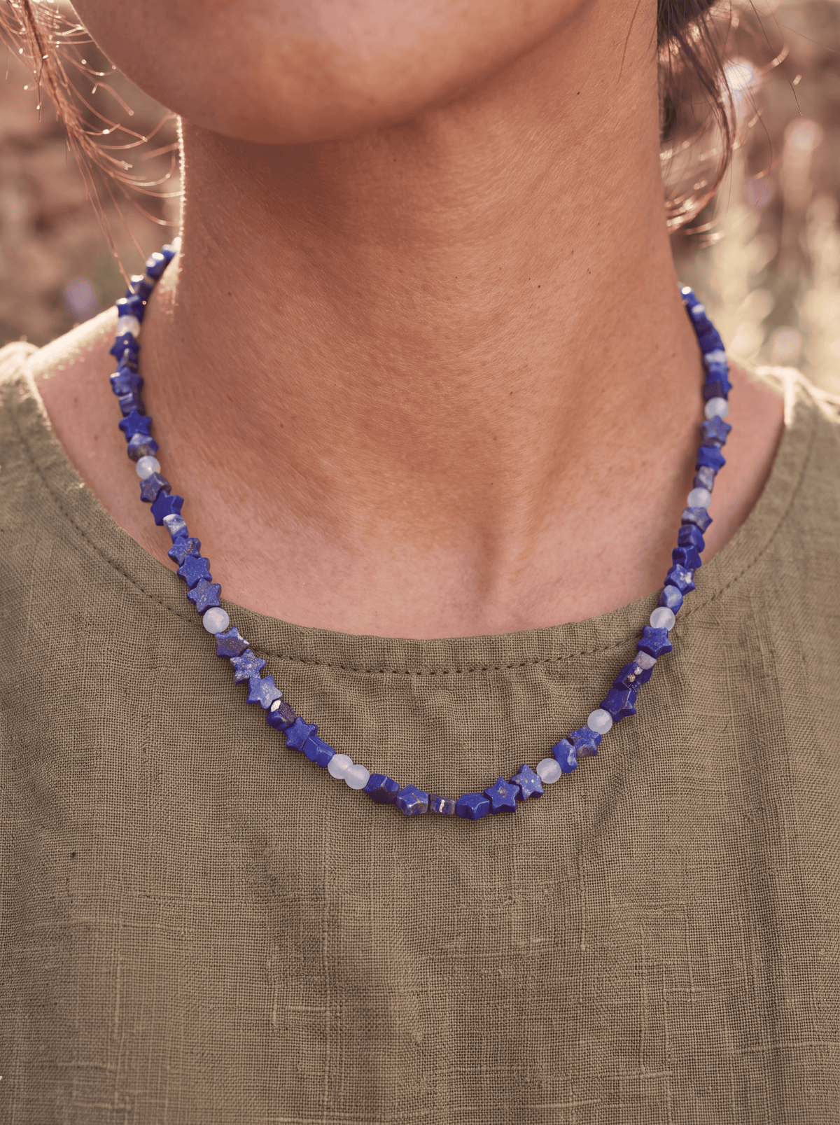 Collar Ajustable · Lapislázuli Estrella & Aguamarina