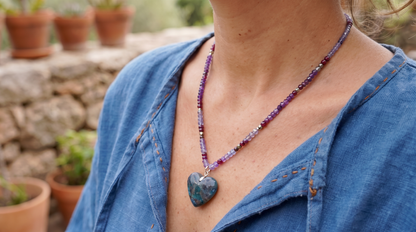 Collar Ajustable · Kunzita, Tanzanita, Granate, Amatista, Hematita & Pirita