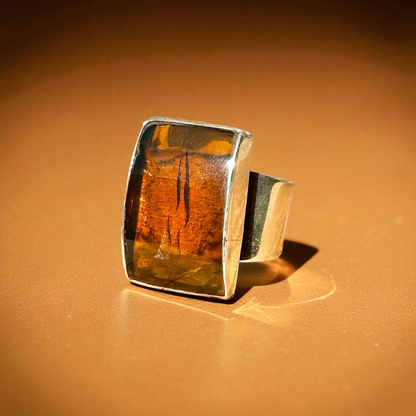 Anillo Ajustable de Ámbar - Joyería Artesanal Mexicana