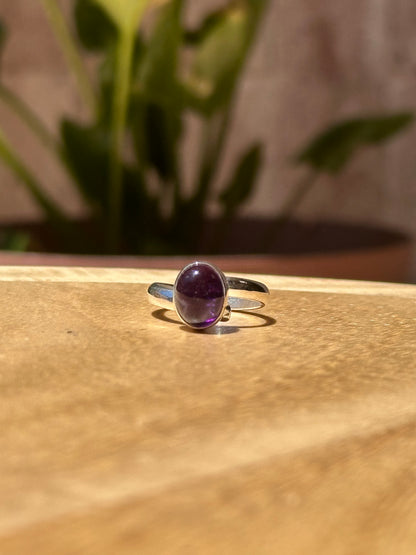 Anillo ajustable de Amatista mini redondo